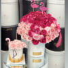 Set of Cake and Flowers in Flamingo Style