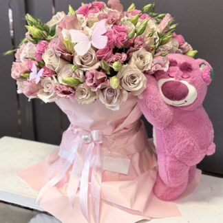 Large size Hand Bouquets with standing Teddy Bear
